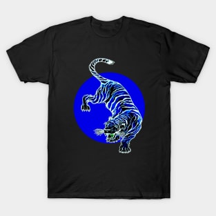 Blue and White Tiger Circle T-Shirt